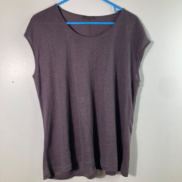 Womens Wrap Linen Sleeveless Tee Shirt Top Purple EU 38 XL - Picture 1 of 8